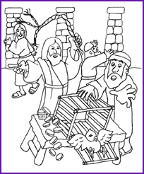 Jesus and the money changers printable colouring sheet go to httpsmissionbibleclassorg for more chilâ bible coloring pages bible story crafts bible crafts