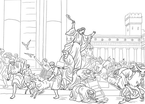 Jesus cleansing the temple coloring page from jesus mission period category select from â jesus in the temple jesus coloring pages jesus cleanses the temple