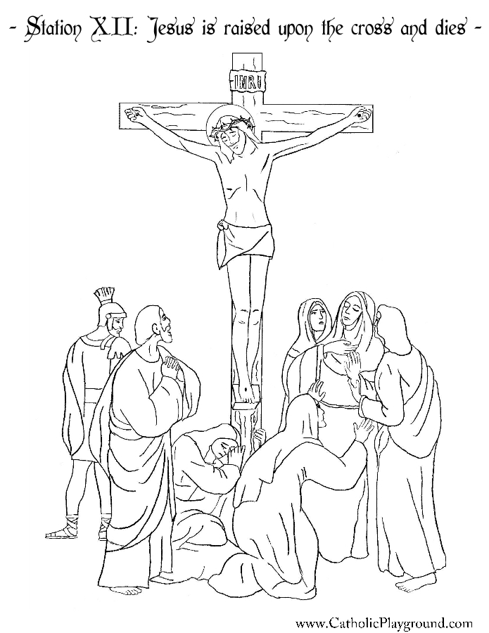Station xii jesus is raised upon the cross and dies