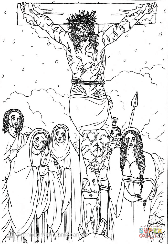 Jesus breathes his last and dies on the cross coloring page free printable coloring pages