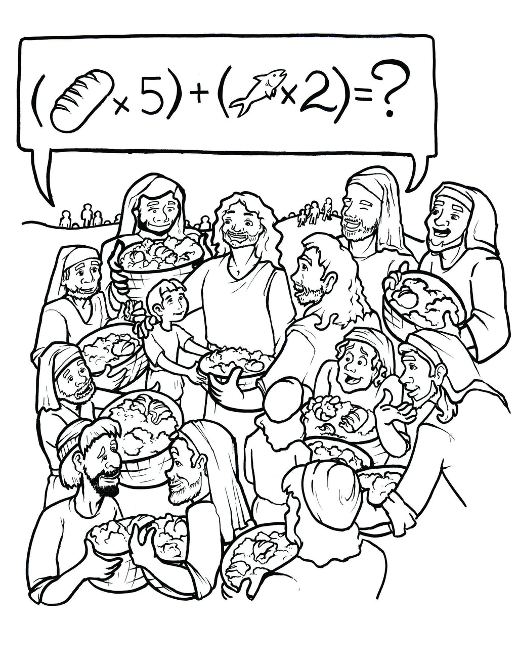Jesus feeds coloring page