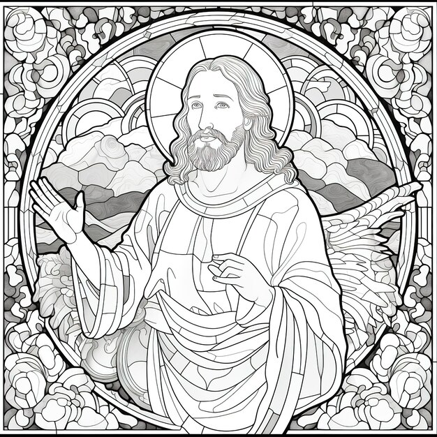 Premium ai image coloring book page jesus
