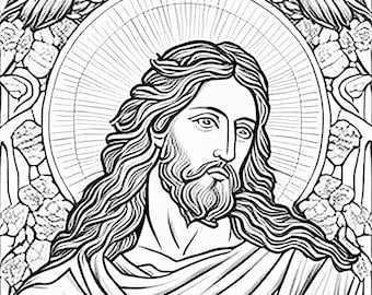 Jesus christ coloring pages for adults bible artwork for instant download and print mp x px resolution relax and paint