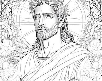Jesus christ coloring pages for adults bible artwork for instant download and print mp x px resolution relax and paint