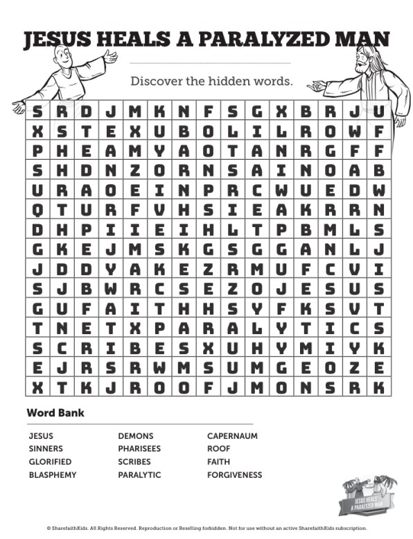 Luke jesus heals the paralytic sunday school coloring pages clover media