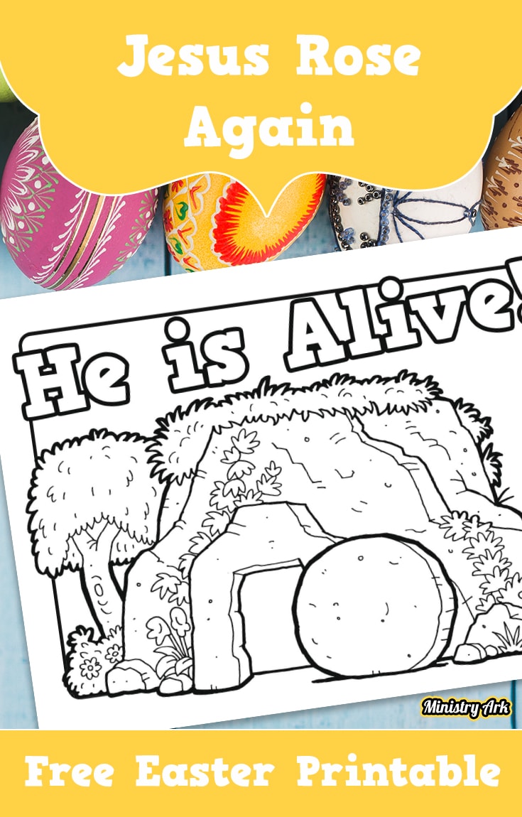 He is alive easter printable coloring sheet â