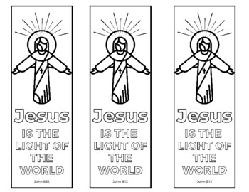Jesus is the light of the world coloring bookmark printable tpt