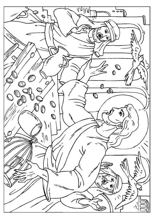 Dibujo para colorear limpieza del templo