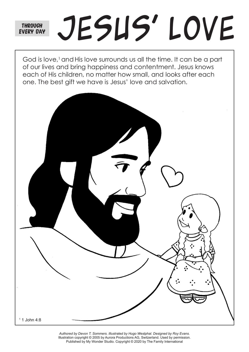 Coloring page through every day jesus love my wonder studio
