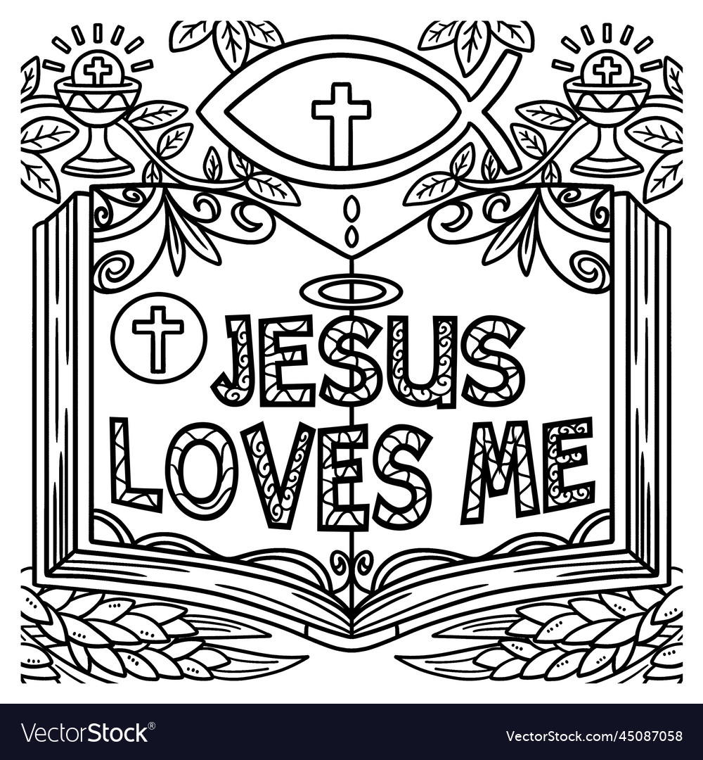 Christian jesus loves me coloring page for kids vector image