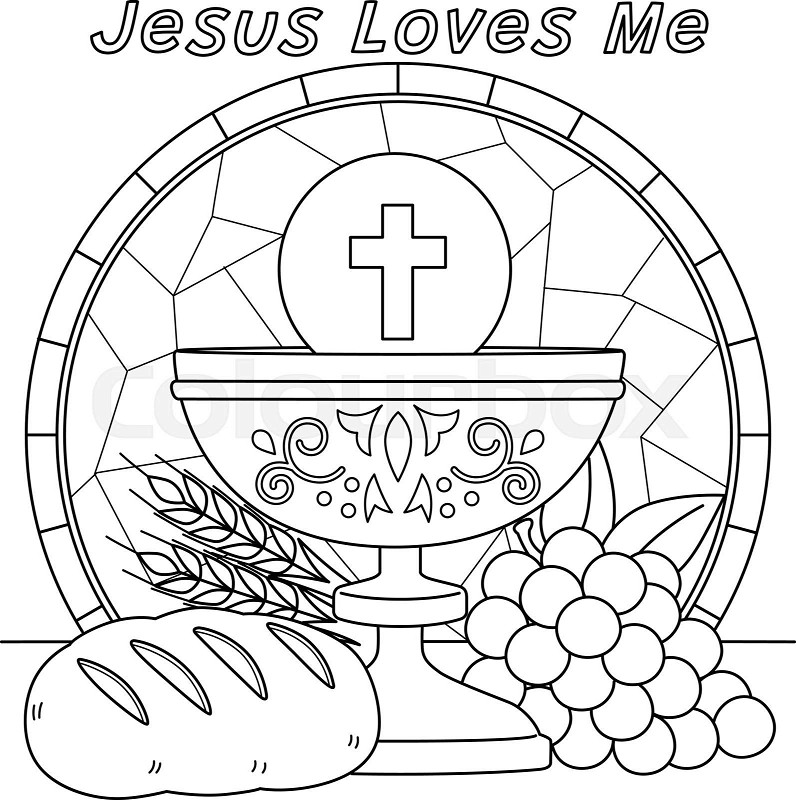 Christian jesus loves me coloring page for kids stock vector