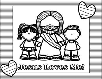 Jesus loves me mini book and coloring page by miss ps prek pups