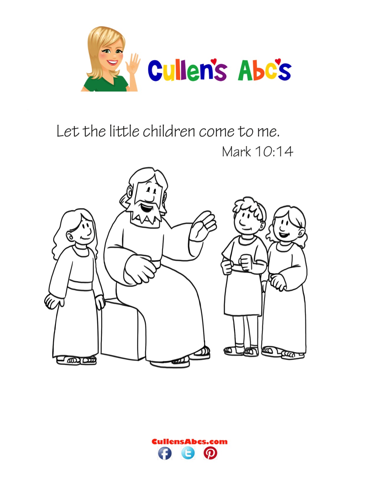 Bible key point coloring page jesus loves children free childrens videos activities