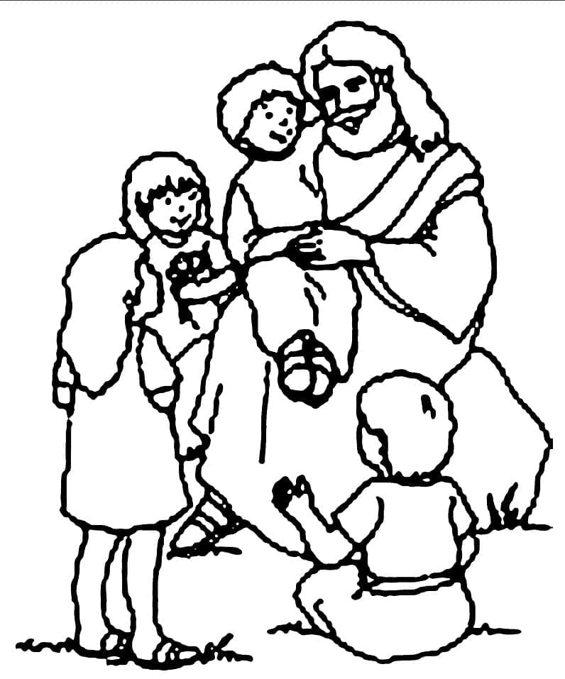 Jesus feeds the coloring page