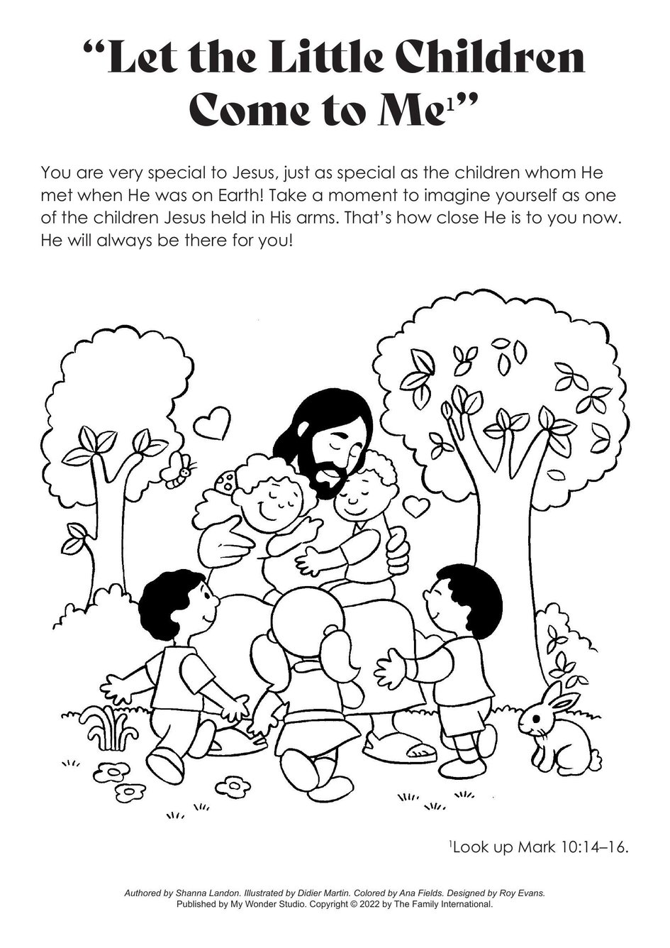 Coloring page âlet the little children e to meâ my wonder studio