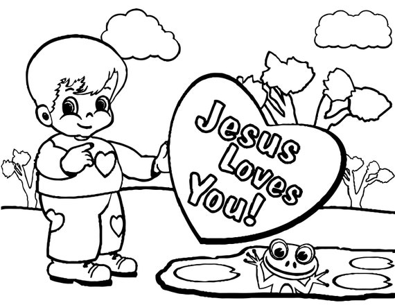 Jesus loves you coloring page instant download