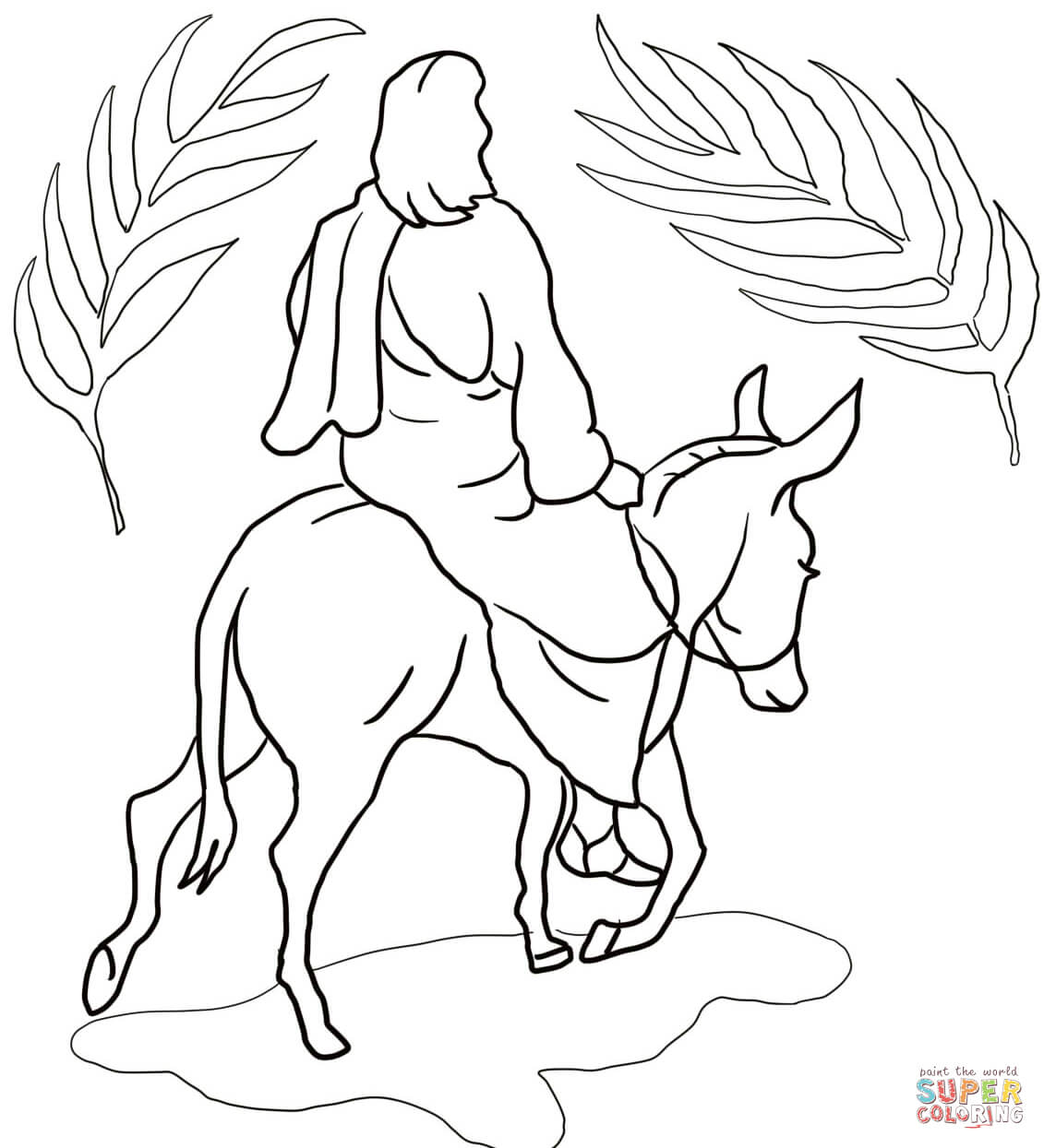 Jesus riding on a donkey coloring page free printable coloring pages