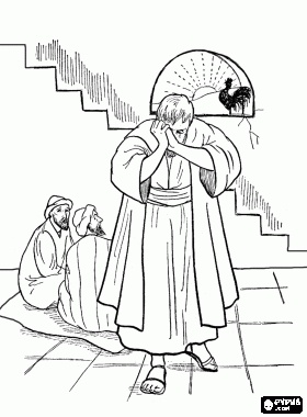 Following the arrest of jesus in the palace peter denies to be his disciples three times befoâ bible coloring pages bible coloring sunday school coloring pages