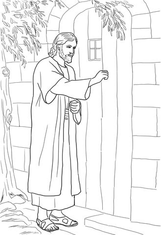 Discover the serenity of jesus knocking at the door coloring page