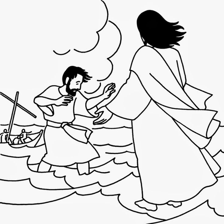 Resultado de imagem para dibujo jesus caminando sobre las aguas peter walks on water jesus walk on water sunday school coloring pages