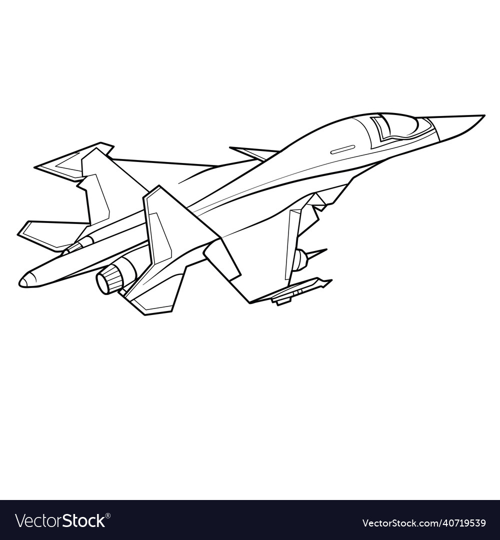 Sketch large modern airplane coloring book vector image