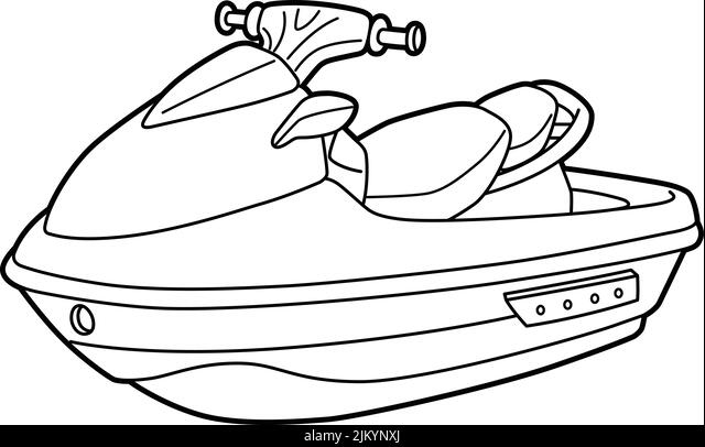 Jet ski vehicle coloring page for kids stock vector image art