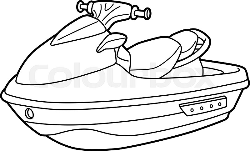 Jet ski vehicle coloring page for kids stock vector