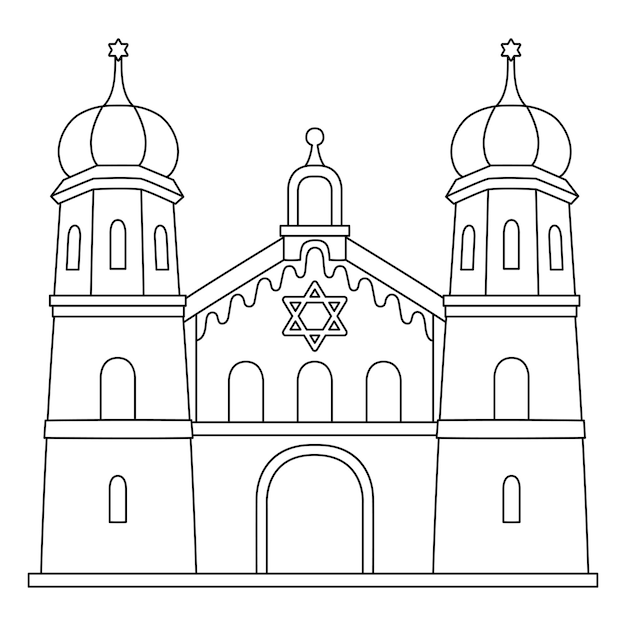 Premium vector hanukkah jewish church isolated coloring page