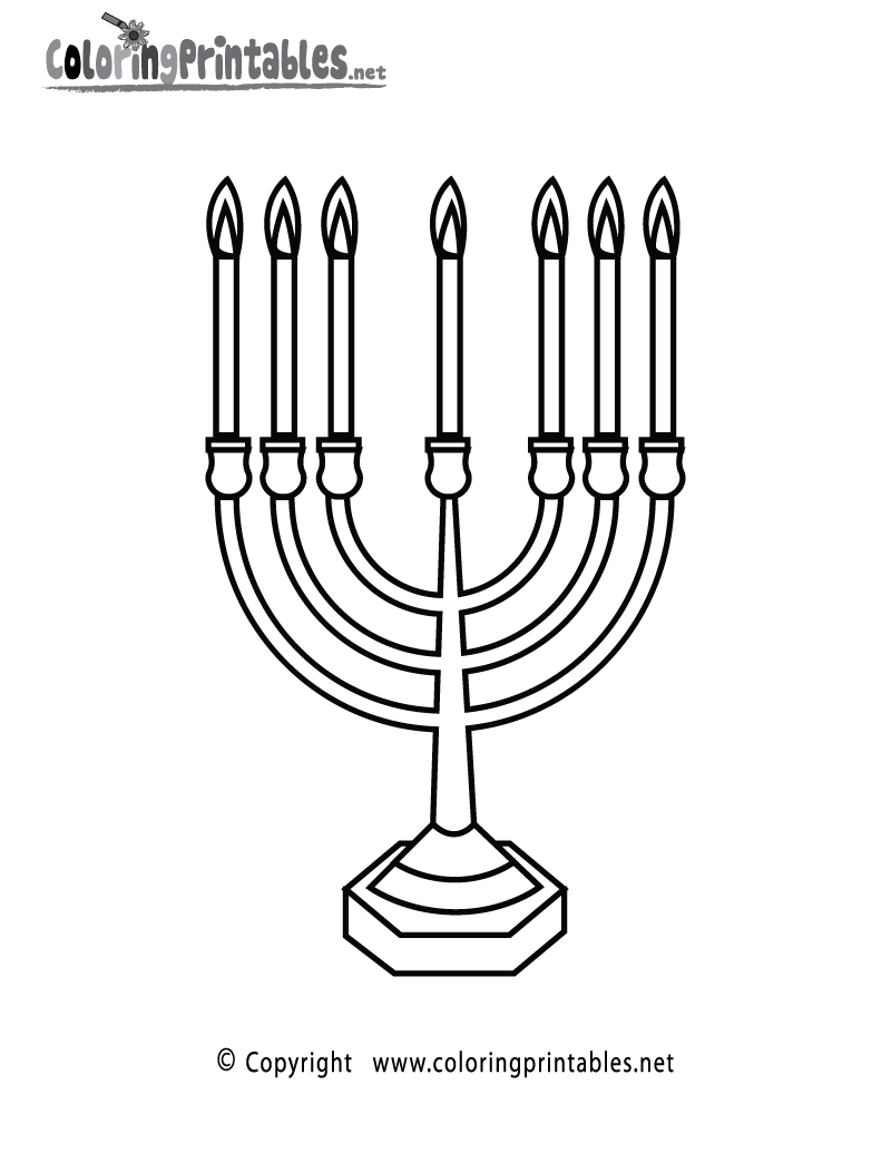 Free printable jewish candles coloring page