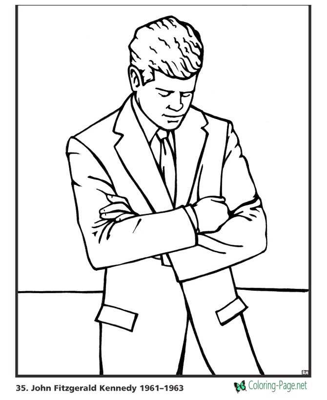 Us presidents coloring pages john f kennedy