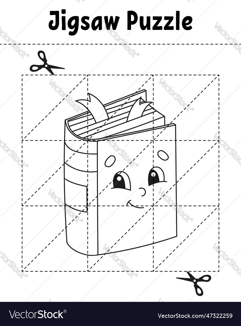 Jigsaw puzzle coloring page for kids back vector image