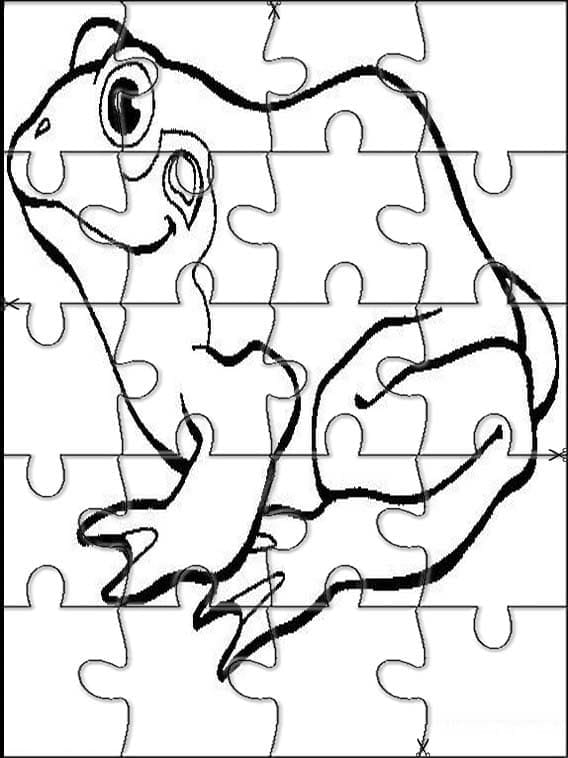 Frog jigsaw puzzle coloring page