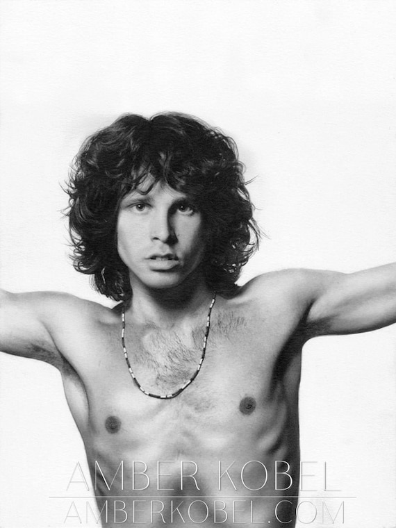 Jim morrison young lion charcoal and pencil portrait the doors realism
