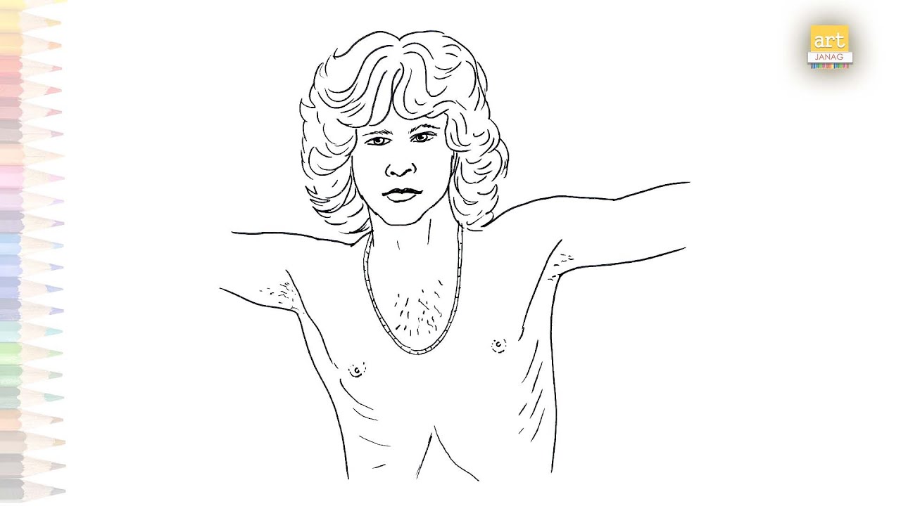 Jim morrison drawings video jim morrison outline sketch how to draw jim morrison step by step