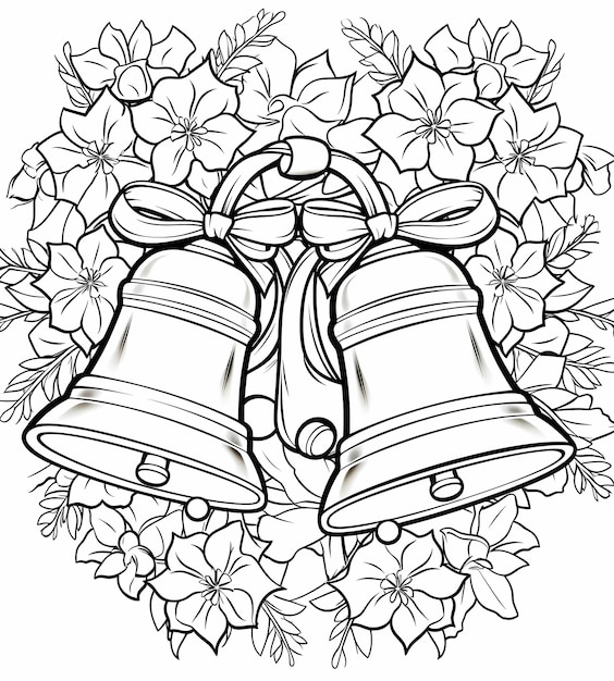 Premium ai image coloring page for kids of jingle bells filled with christmas bells