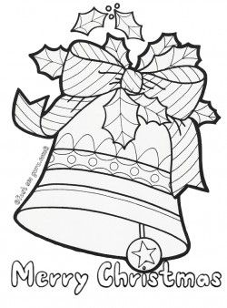 Printable christmas jingle bells coloring pages for kidschristmas bell decorated with leâ desenhos natalinos para colorir desenho de natal pintura de natal