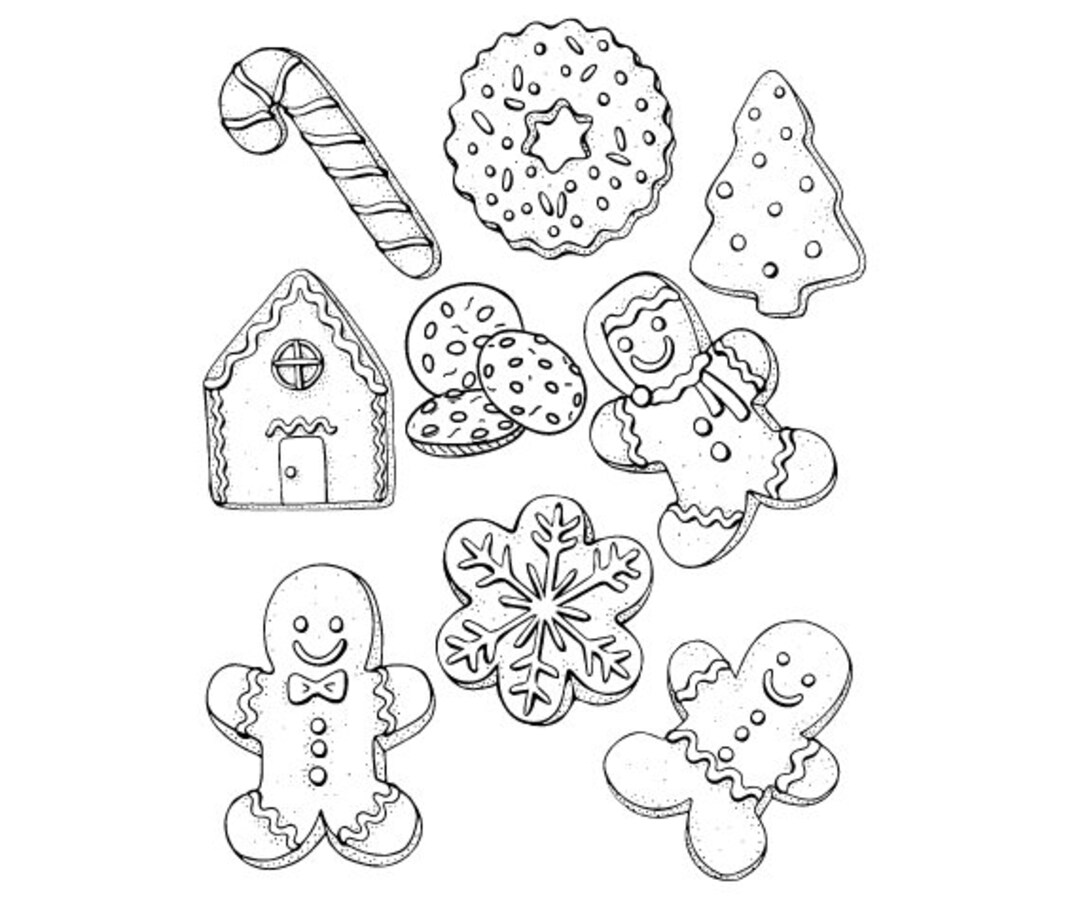 Christmas coloring pages santas favorite cookies instant download