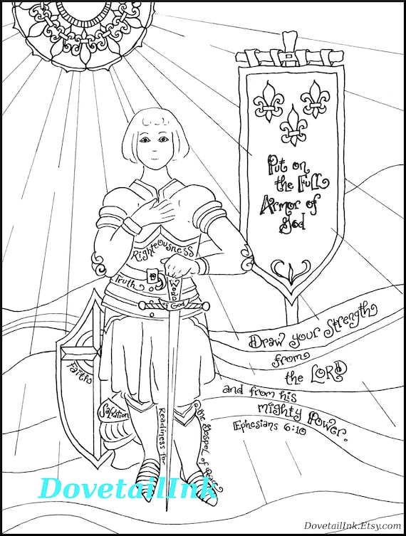 Armor of god and joan of arc bundle printable coloring pages for all ages ephesians homeschool re rcia st munion retreats