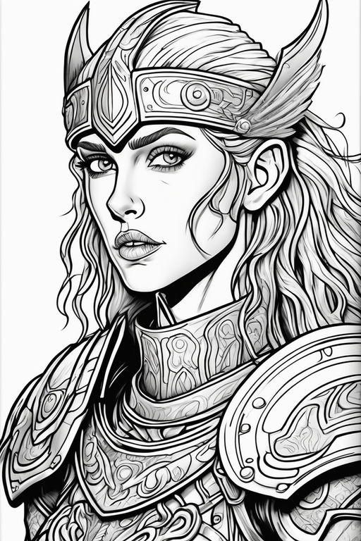 Blend of japanese manga and lineart in black and white a full body portrait shot of joan of arc