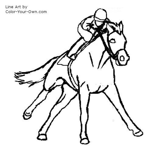 Galloping racehorse coloring page
