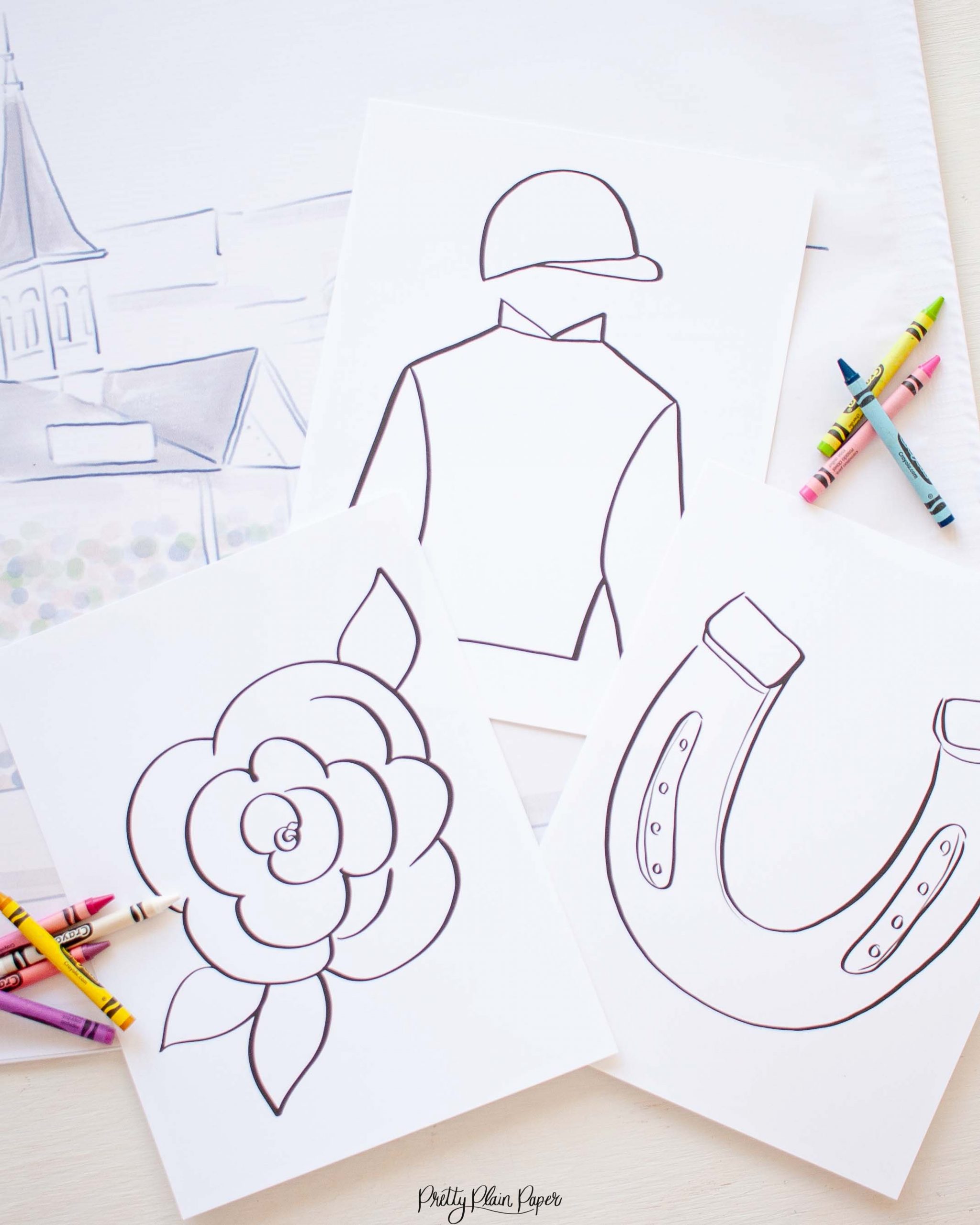 Jockey silk horseshoe rose coloring pages