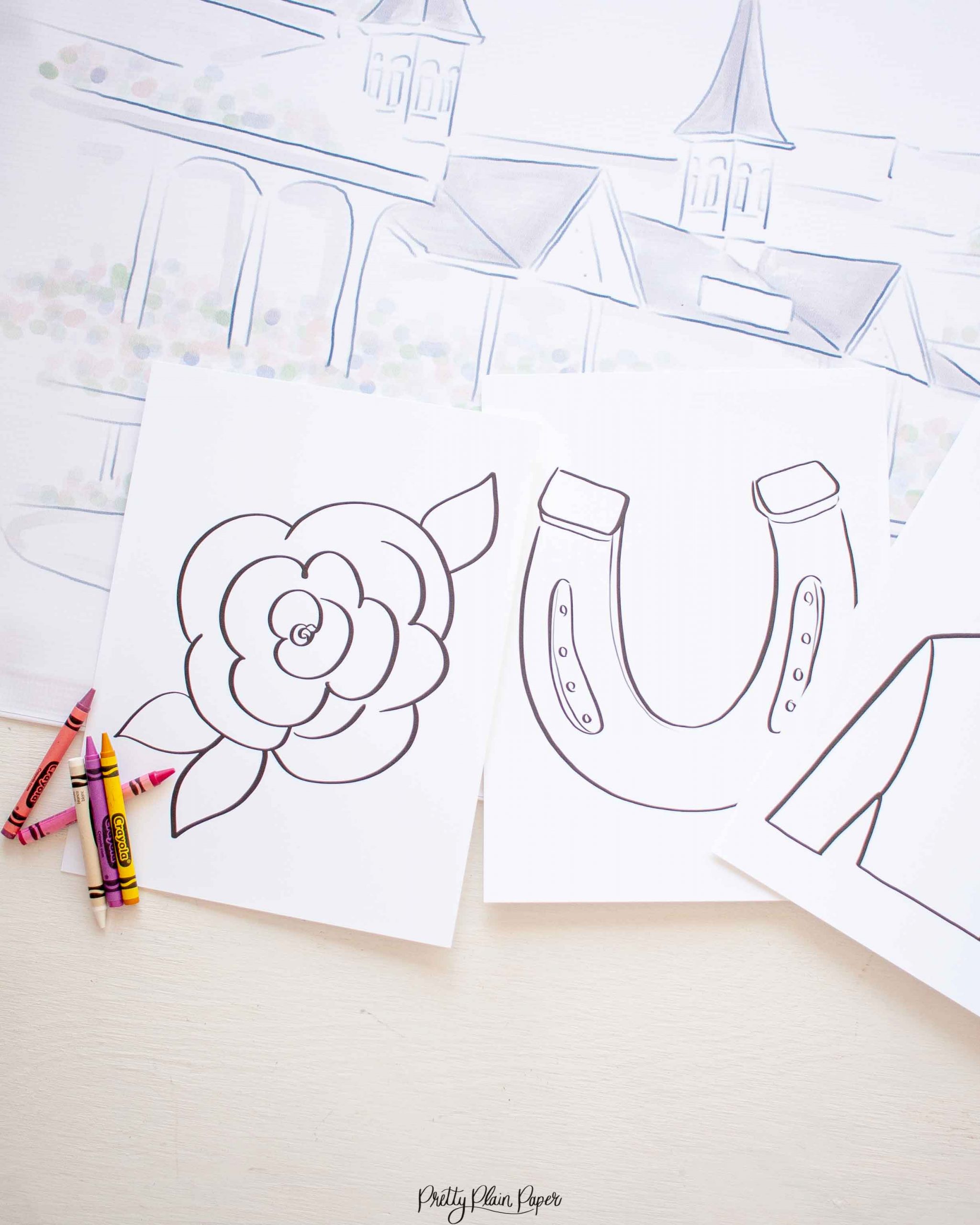 Jockey silk horseshoe rose coloring pages