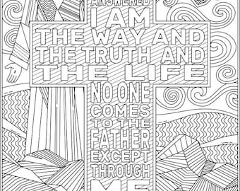 Coloring pages from john bible coloring sheets john and i am the way truth life digital download download now