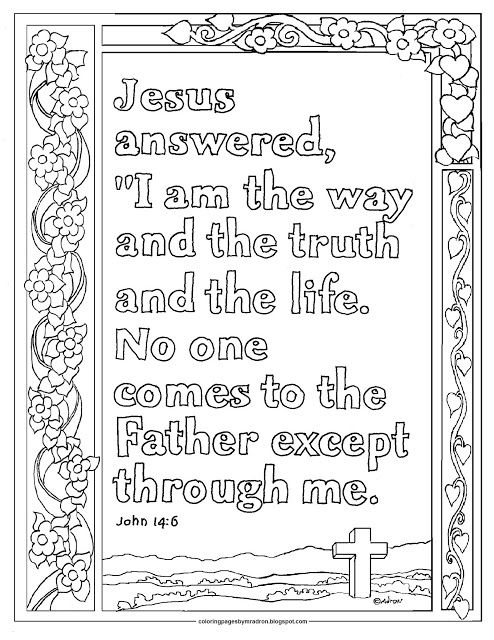 John print and color page i am the way hundreds more at my blog httpscoloringpagesbymraâ bible coloring pages bible verse coloring bible coloring