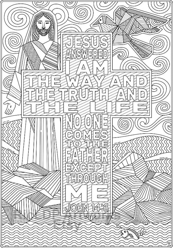 Coloring pages from john bible coloring sheets john and i am the way truth life digital download download now