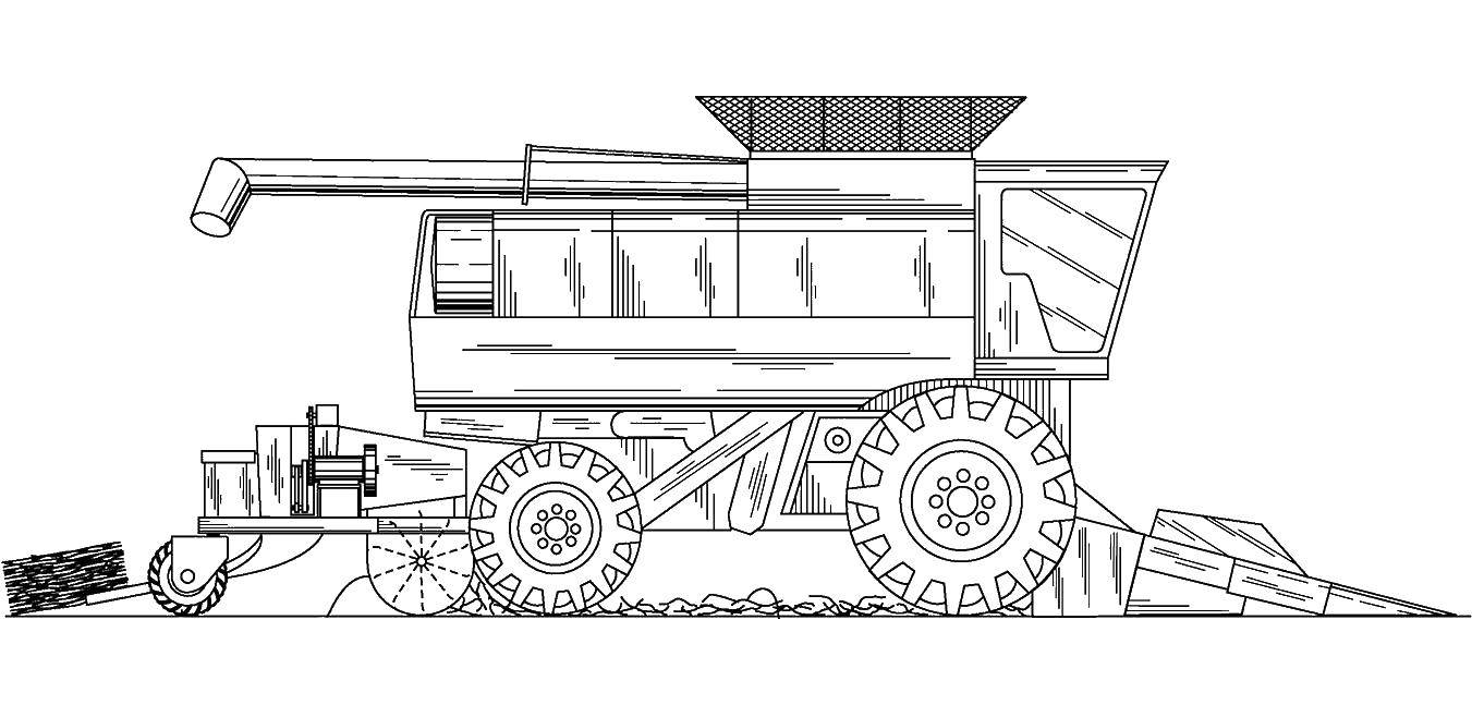 Online coloring pages coloring page combine harvester machinery download print coloring page