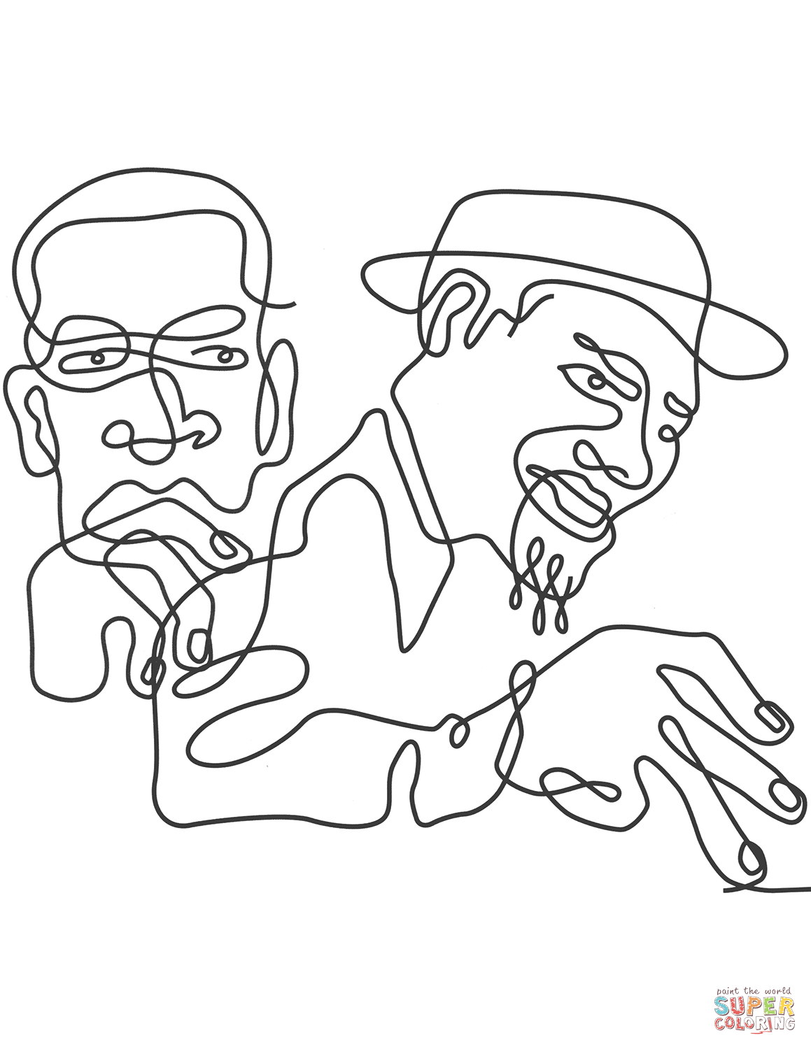John coltrane and thelonious monk wire portrait coloring page free printable coloring pages