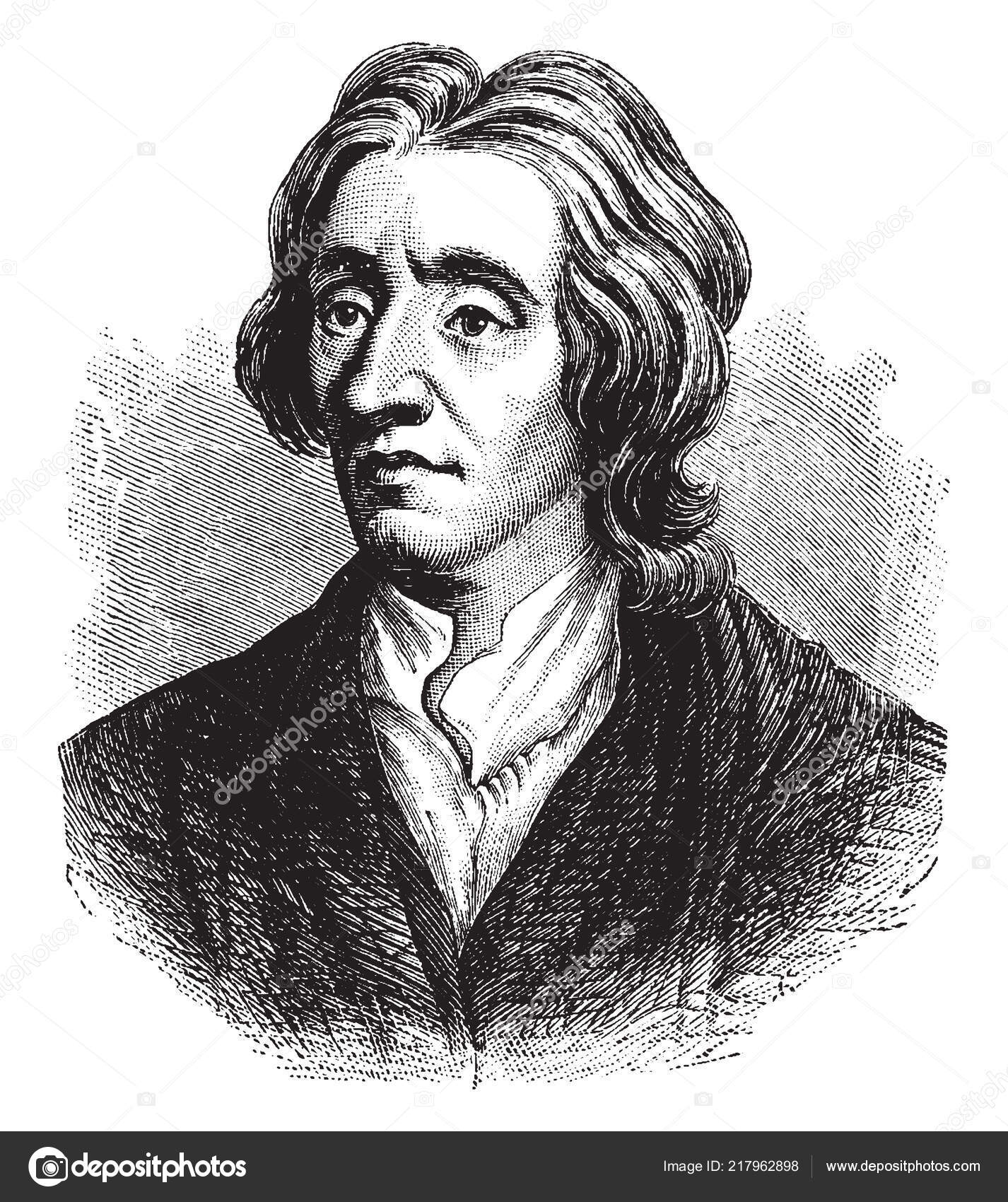 John locke english philosopher physician vintage line drawing stock vector by morphart