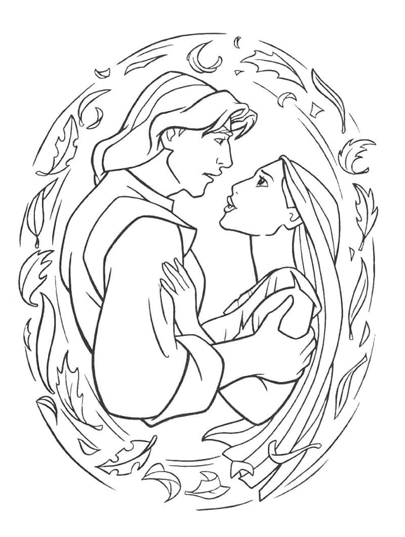 John smith with pocahontas coloring page