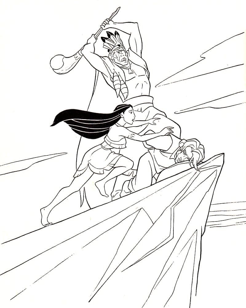 Pocahontas saves john smith coloring page